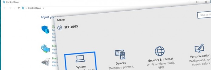 Windows 10 settings Control panel